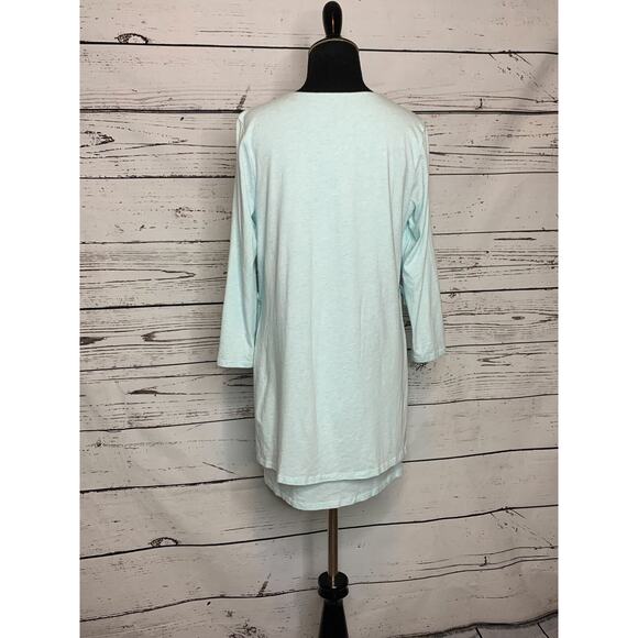 Pure Jill aqua blue 1/3 sleeves overlay mini dress/tunic top size small - Picture 2 of 8